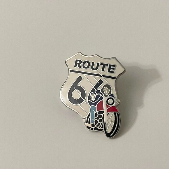 Vintage Route 66 Motorcycle Pin - Picture 2 of 9